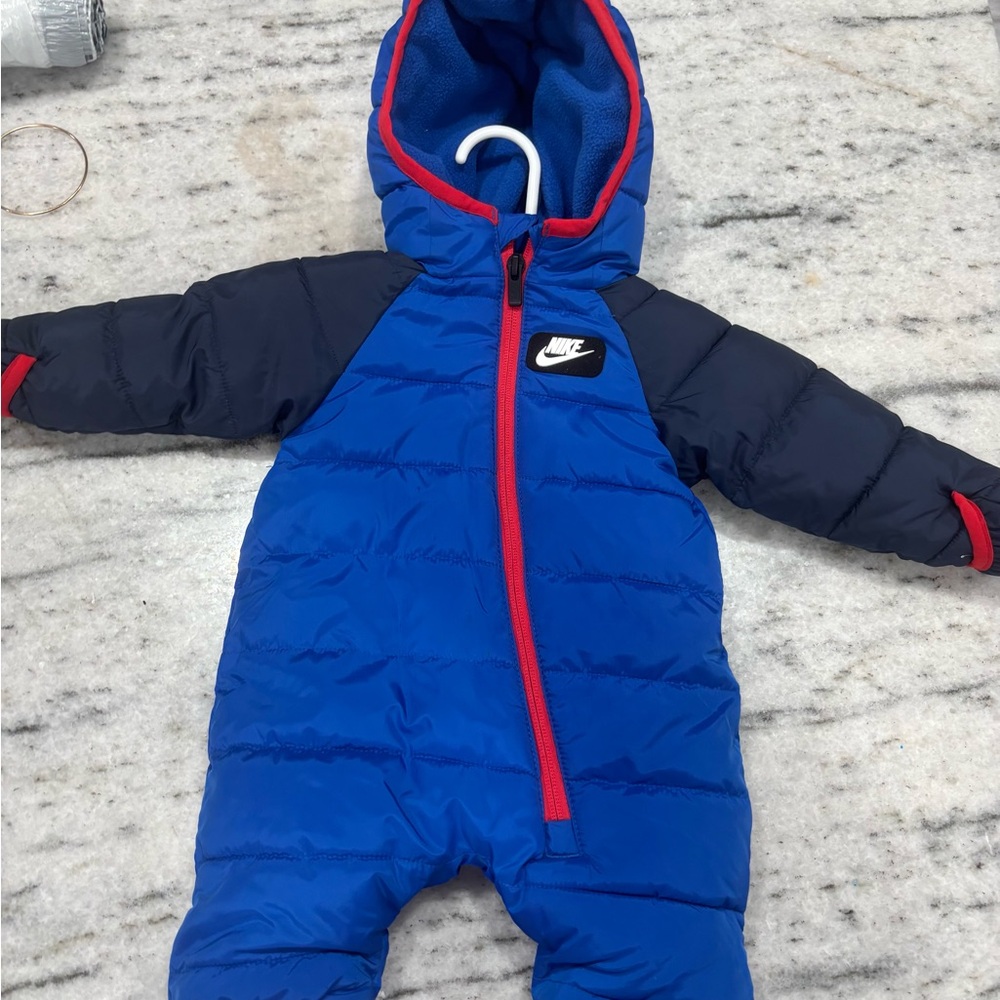 Nike Infant Blue and Black Snowsuit with Red Trim